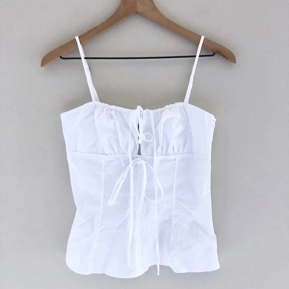 ZARA GABARDINE BOW TOP - Picture 1 of 4